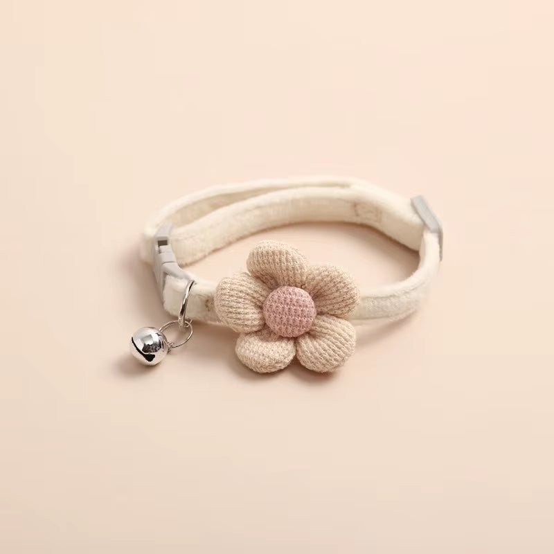 1Pc Cat Collar with Cute Flower Adjustable Buckle Cat Collar Bell Collar Cat Small Pet Supplies Kitten Collar Small Dog Acce
