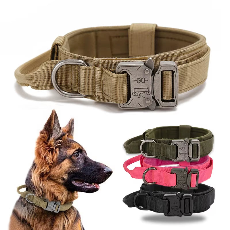 Tactical Dog Durable Collar Nylon Collar for Medium Large Dog Adjustable Explosion-Proof Pet Collar Dog Accessories Pet Supplies