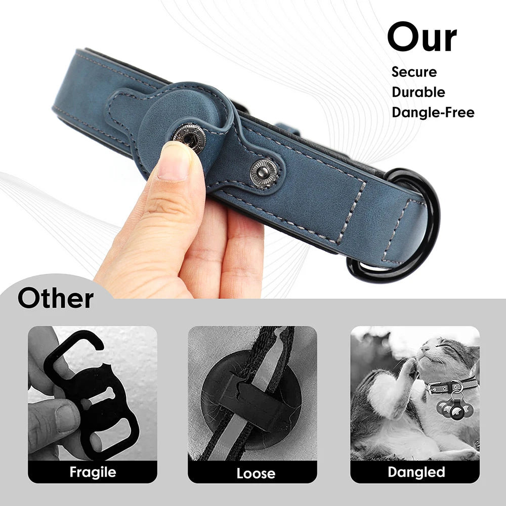 PU Leather Dog Collar High Quality Pet Collars Necklace Anti-Lost Tag Collar Adjustable for Small Medium Pet Dogs Accessories