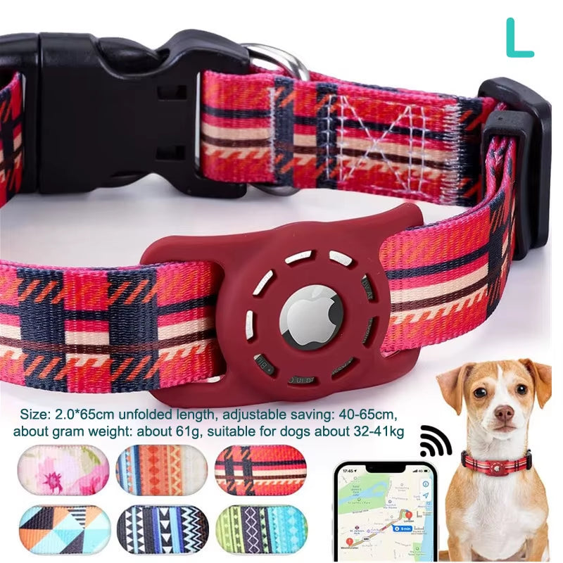 S/M/L Digital Printing Pet Adjustable Collar Puppy Kitten Necklace Collar with Airtag Holder Case Anti-Lost Dog Collar