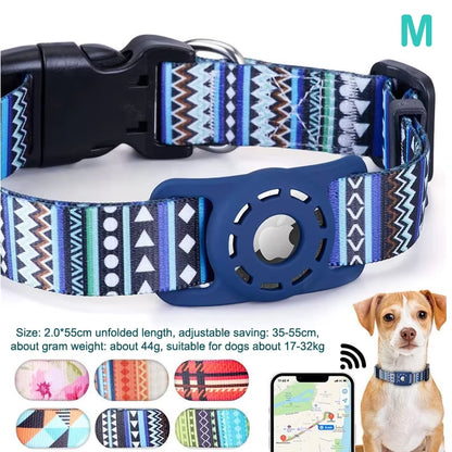 S/M/L Digital Printing Pet Adjustable Collar Puppy Kitten Necklace Collar with Airtag Holder Case Anti-Lost Dog Collar
