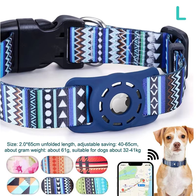 S/M/L Digital Printing Pet Adjustable Collar Puppy Kitten Necklace Collar with Airtag Holder Case Anti-Lost Dog Collar