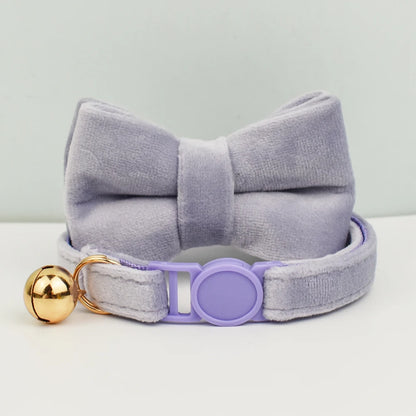 Cat Collar Bowknot Adjustable Safety Pet Collar Velvet Cat Collar Prevent Cats from Choking
