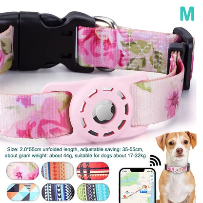 S/M/L Digital Printing Pet Adjustable Collar Puppy Kitten Necklace Collar with Airtag Holder Case Anti-Lost Dog Collar