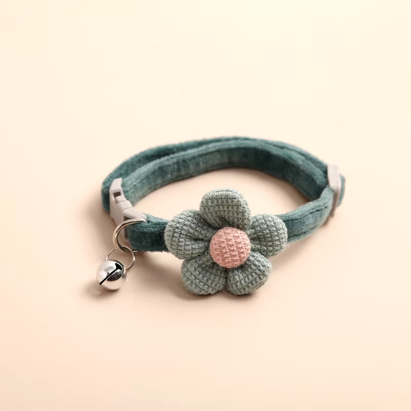 1Pc Cat Collar with Cute Flower Adjustable Buckle Cat Collar Bell Collar Cat Small Pet Supplies Kitten Collar Small Dog Acce