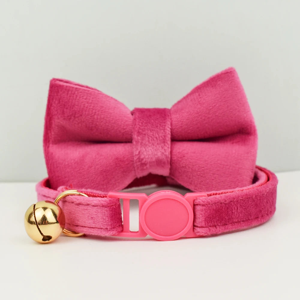Cat Collar Bowknot Adjustable Safety Pet Collar Velvet Cat Collar Prevent Cats from Choking