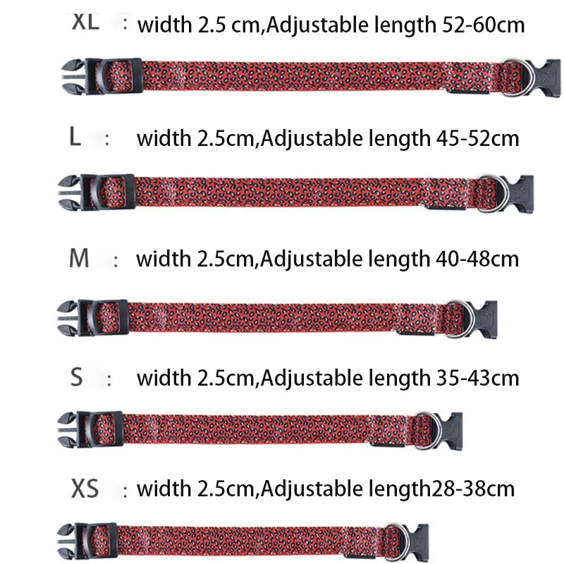 Leopard LED Dog Collar Luminous Adjustable Glowing Collar for Dogs Pet Night Safety Nylon Collar Luminous LED Bright Dog Collar