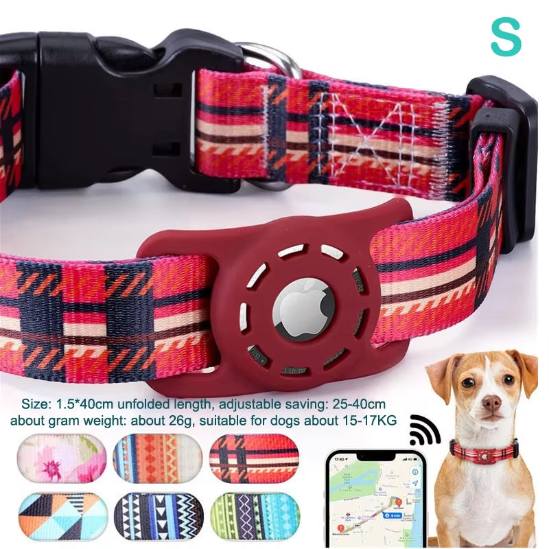 S/M/L Digital Printing Pet Adjustable Collar Puppy Kitten Necklace Collar with Airtag Holder Case Anti-Lost Dog Collar