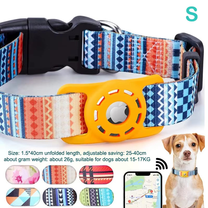 S/M/L Digital Printing Pet Adjustable Collar Puppy Kitten Necklace Collar with Airtag Holder Case Anti-Lost Dog Collar