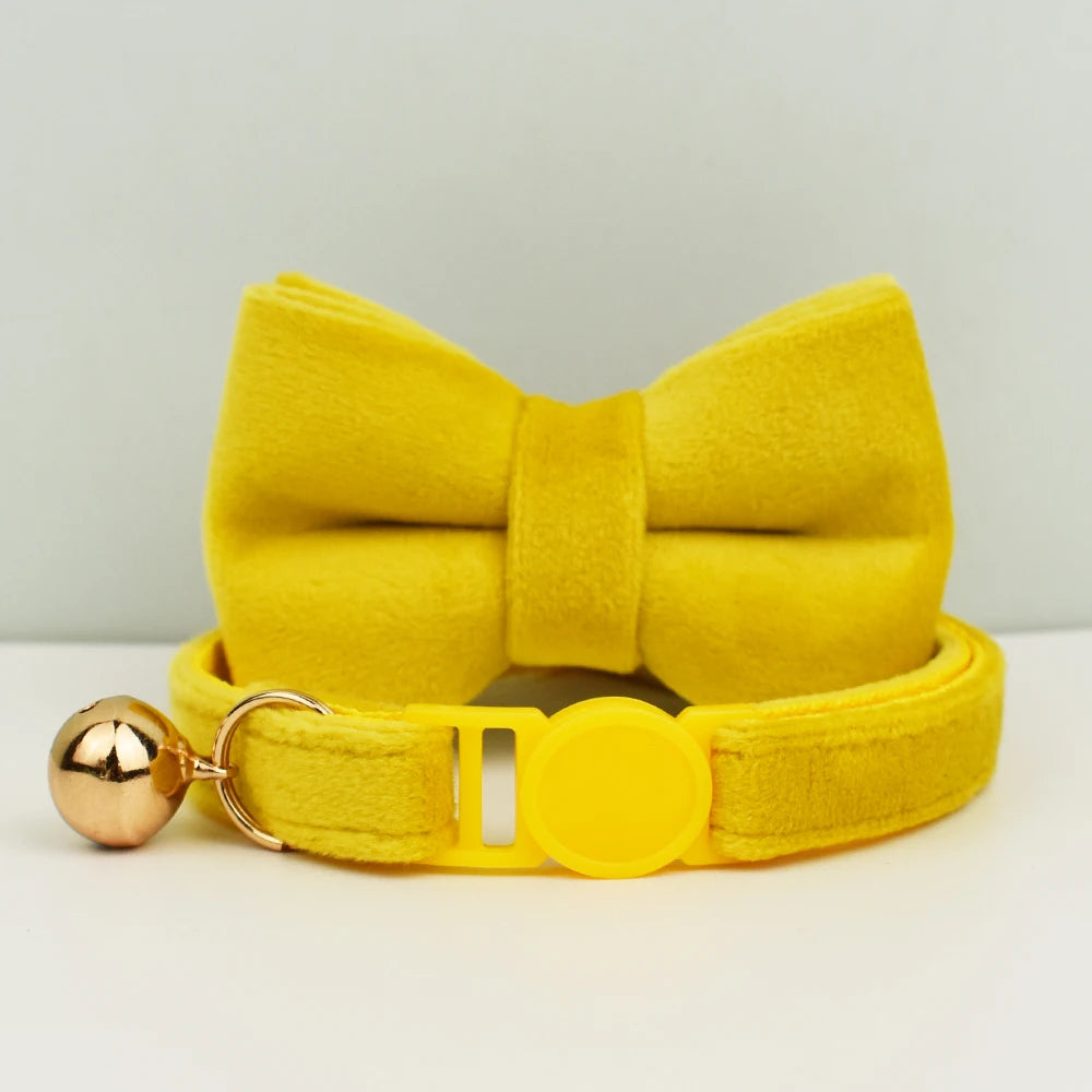 Cat Collar Bowknot Adjustable Safety Pet Collar Velvet Cat Collar Prevent Cats from Choking