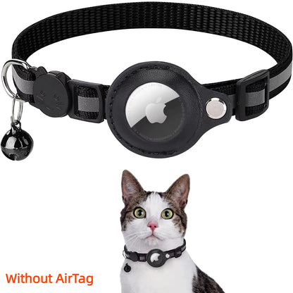 Reflective Collar Reflective Kitten Collar with Apple Air Tag Holder and Bell for Girl Boy Cats Airtag Protective Cover