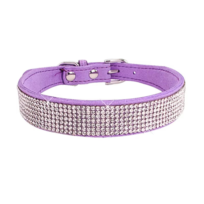 Dog Collar Crystal Glitter Rhinestone Pet Collars Zinc Alloy Buckle Collar for Small Medium Dogs Cats Chihuahua Pug Dog Collar