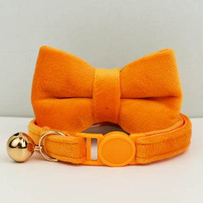 Cat Collar Bowknot Adjustable Safety Pet Collar Velvet Cat Collar Prevent Cats from Choking