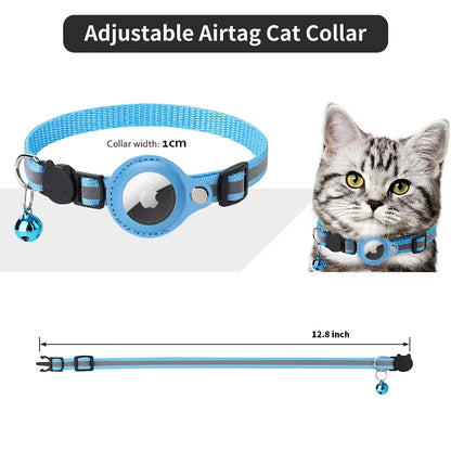Reflective Collar Reflective Kitten Collar with Apple Air Tag Holder and Bell for Girl Boy Cats Airtag Protective Cover