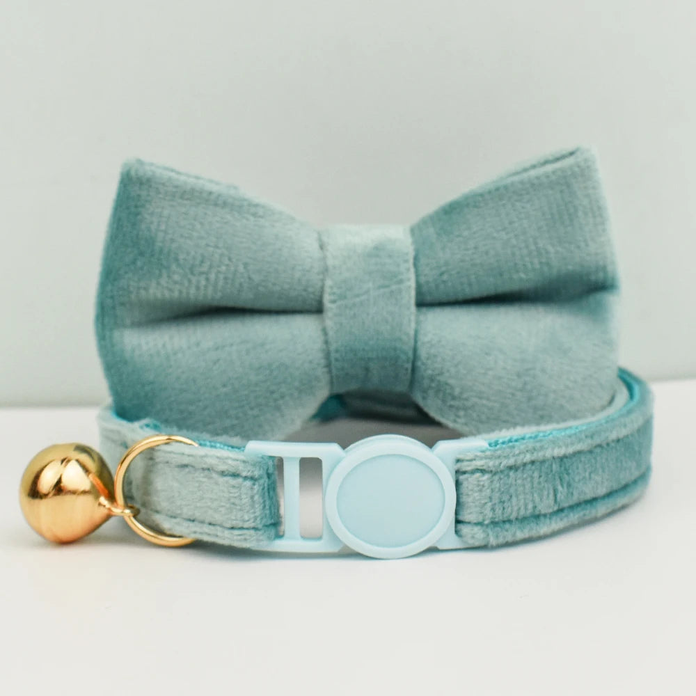 Cat Collar Bowknot Adjustable Safety Pet Collar Velvet Cat Collar Prevent Cats from Choking