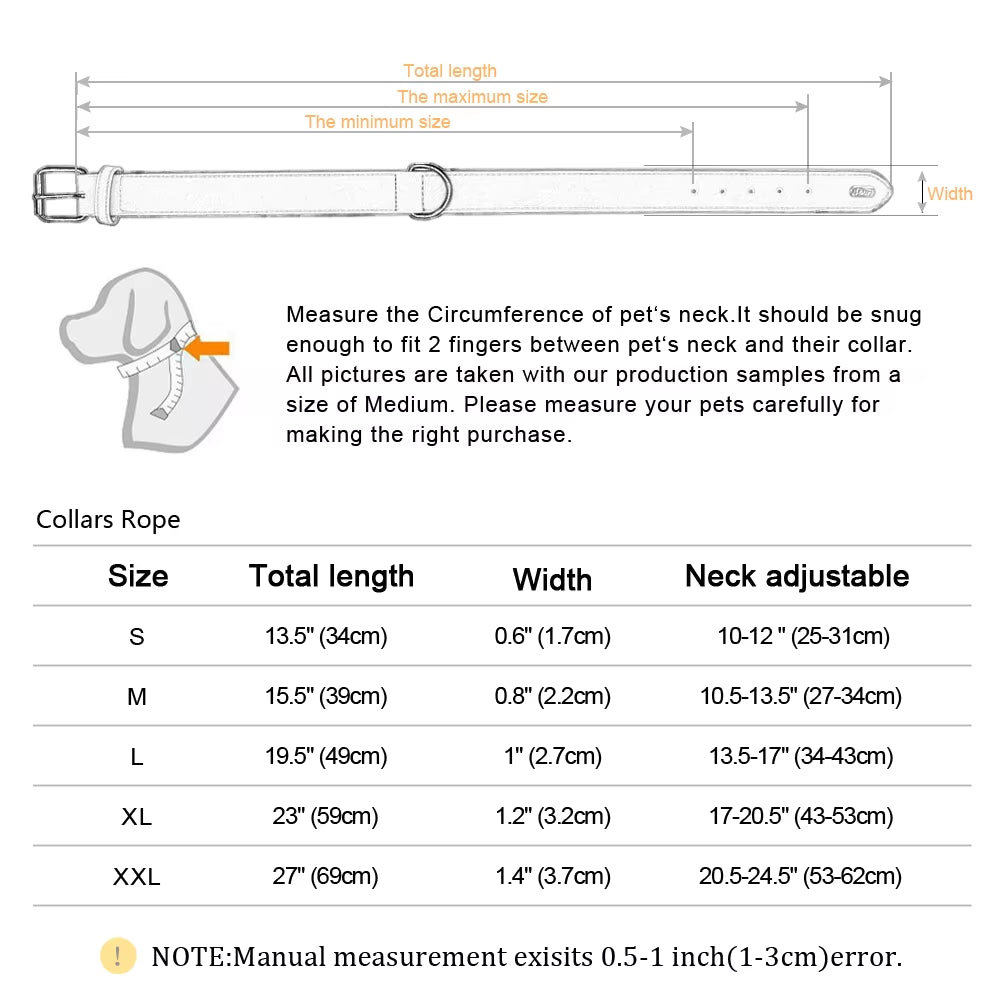 Leather Dog Collar Soft Padded Pet Collar for Small Medium Large Dogs Collars Collar Perro Pitbull Labrador German Shepherd