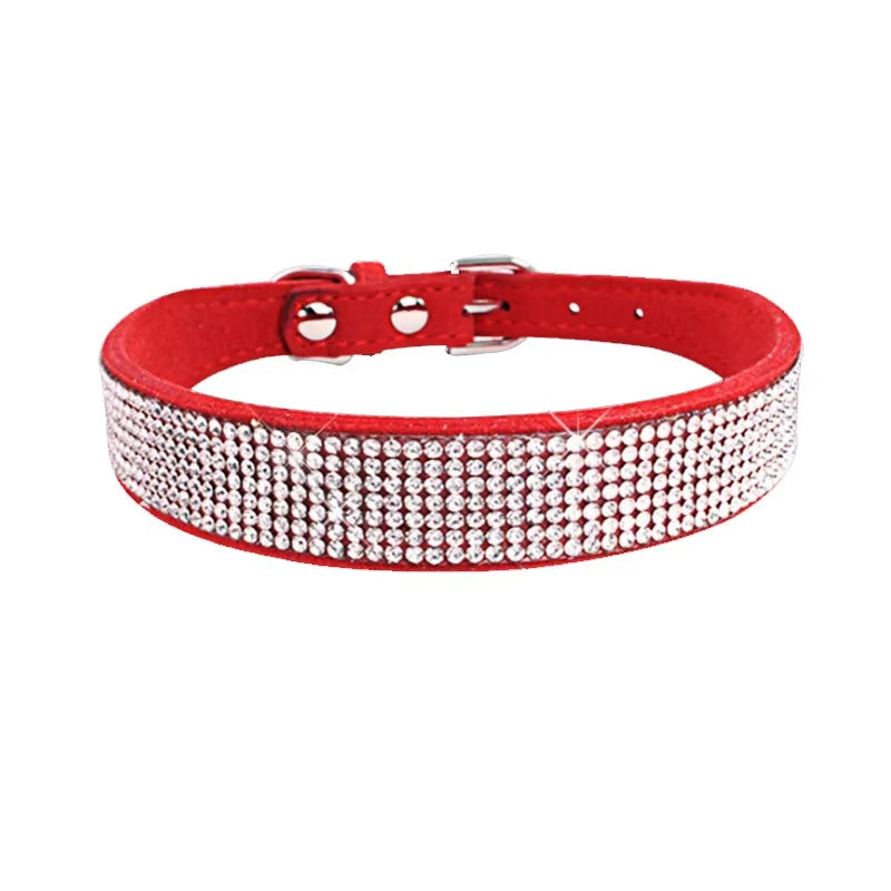 Dog Collar Crystal Glitter Rhinestone Pet Collars Zinc Alloy Buckle Collar for Small Medium Dogs Cats Chihuahua Pug Dog Collar
