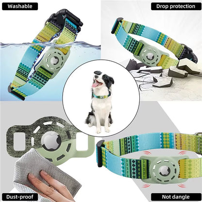 S/M/L Digital Printing Pet Adjustable Collar Puppy Kitten Necklace Collar with Airtag Holder Case Anti-Lost Dog Collar