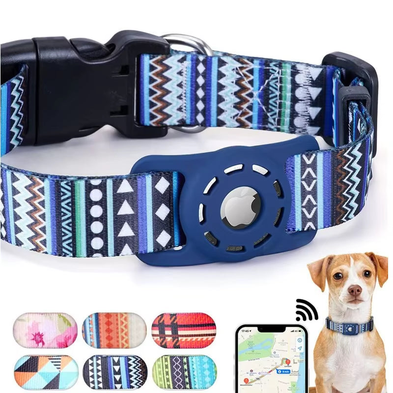 Reflective Collar for Airtag, Dog and Cat Collar, Pet Item, Puppy, Apple Air Tag Holder, Print with Bell, Breakaway Accesorios