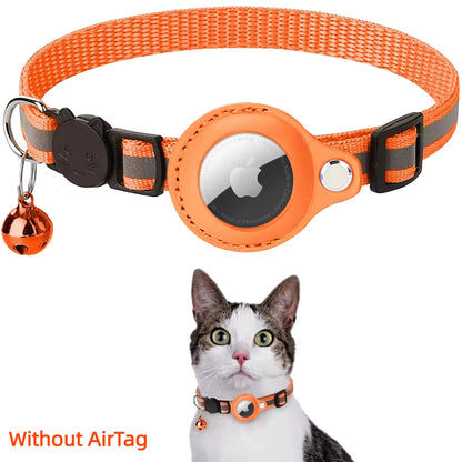 Reflective Collar Reflective Kitten Collar with Apple Air Tag Holder and Bell for Girl Boy Cats Airtag Protective Cover