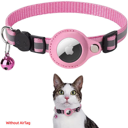 Reflective Collar Reflective Kitten Collar with Apple Air Tag Holder and Bell for Girl Boy Cats Airtag Protective Cover