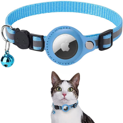 Reflective Collar Reflective Kitten Collar with Apple Air Tag Holder and Bell for Girl Boy Cats Airtag Protective Cover