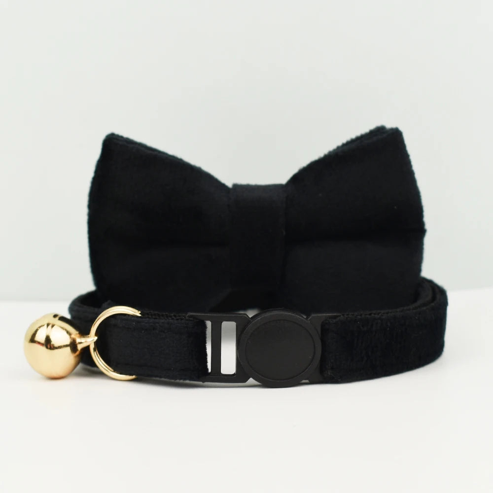 Cat Collar Bowknot Adjustable Safety Pet Collar Velvet Cat Collar Prevent Cats from Choking