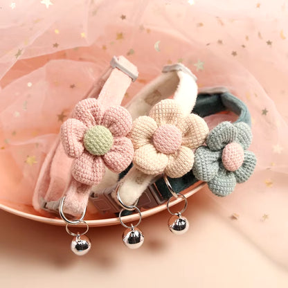 1Pc Cat Collar with Cute Flower Adjustable Buckle Cat Collar Bell Collar Cat Small Pet Supplies Kitten Collar Small Dog Acce