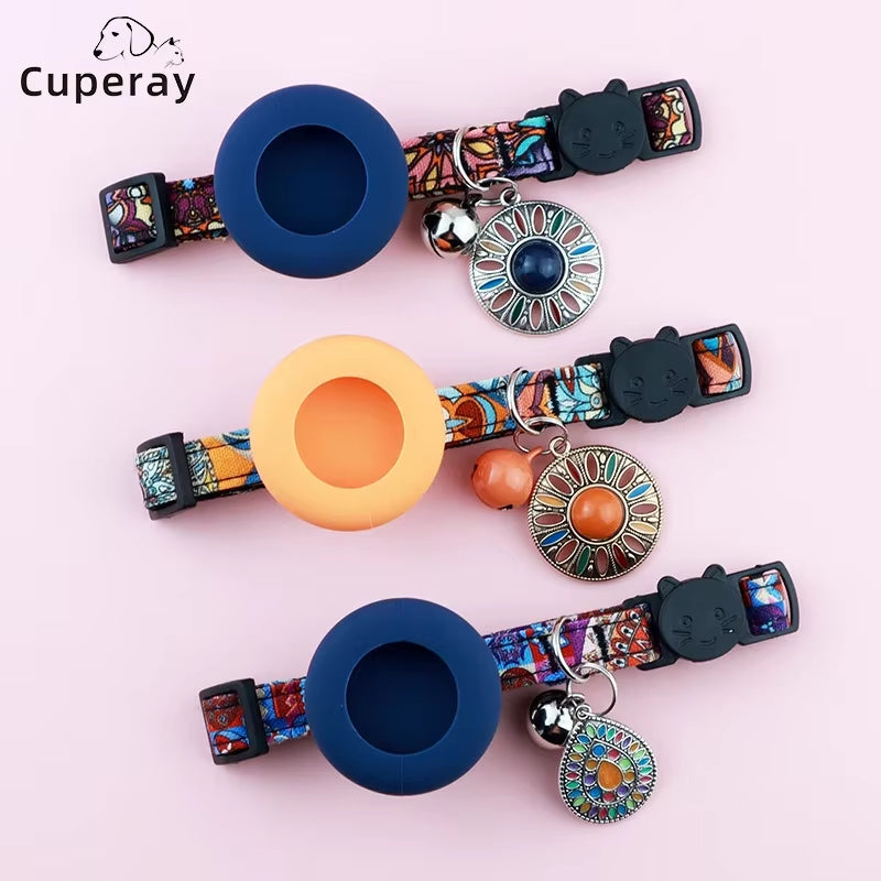 Airtag Cat Collar,Integrated GPS Cat Collar with Air Tag Holder & Bell,Adjustable Breakaway Cat Collar for Girl Boy Cats Puppies